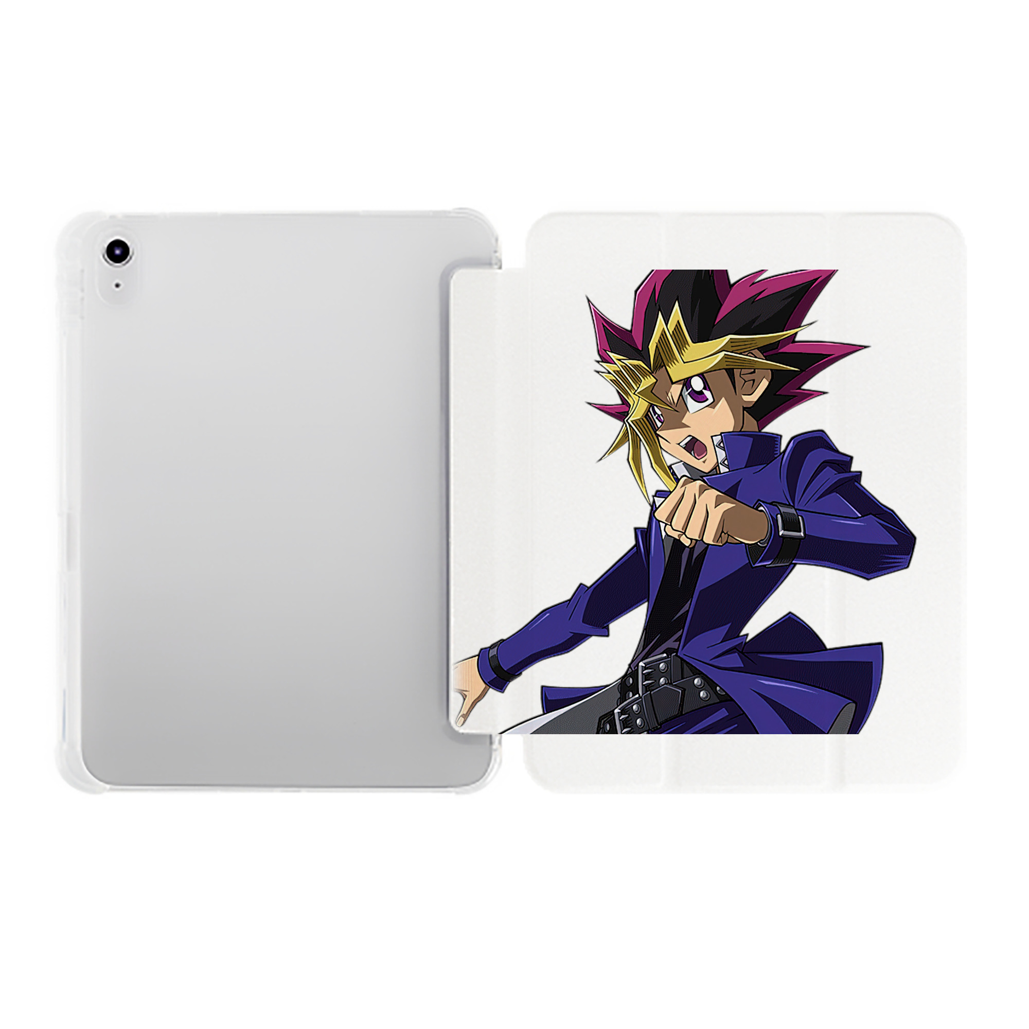 （画像用） 遊☆戯☆王 Yu-Gi-Oh! IPad ケース ペン収納付き 三つ折りスタンド PUレザー×シリコン 対応機種9.5/10.5/10.9インチ